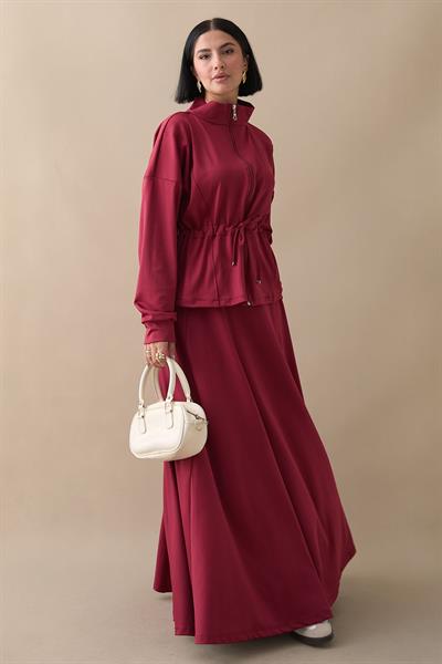 Tünel Kemerli Etekli Bordo Scuba Takım