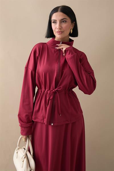 Tünel Kemerli Etekli Bordo Scuba Takım