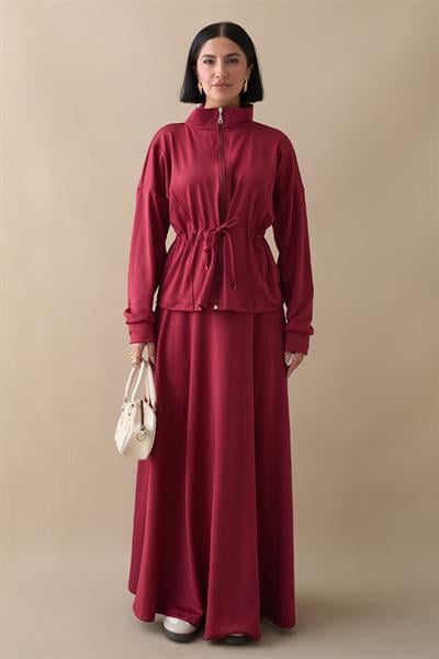 Tünel Kemerli Etekli Bordo Scuba Takım