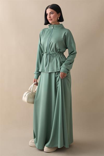 Tünel Kemerli Etekli Mint Yeşili Scuba Takım