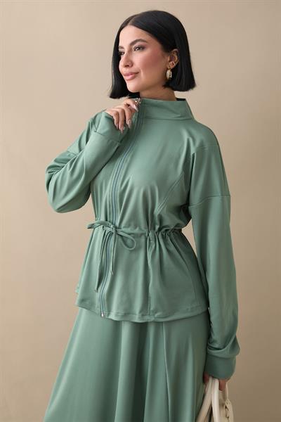 Tünel Kemerli Etekli Mint Yeşili Scuba Takım