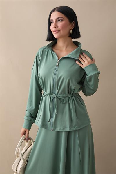 Tünel Kemerli Etekli Mint Yeşili Scuba Takım