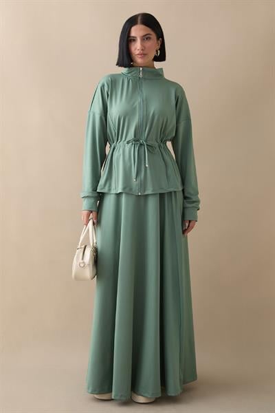 Tünel Kemerli Etekli Mint Yeşili Scuba Takım