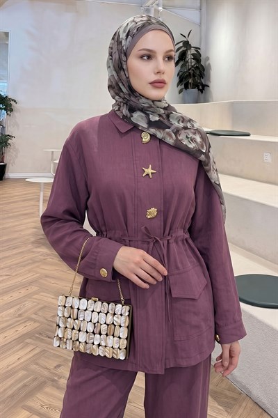Tünel Kemerli Pantolonlu Gül Kurusu Takım