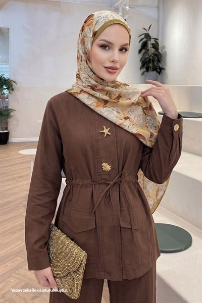 Tünel Kemerli Pantolonlu Taba Takım