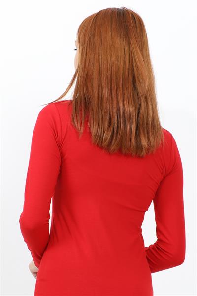 Uzun Kol Bisiklet Yaka Basic Body - Kırmızı