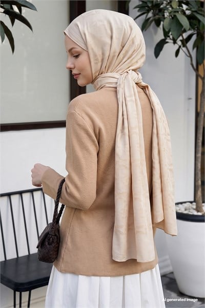 Volanlı Düğmeli Camel Triko Hırka