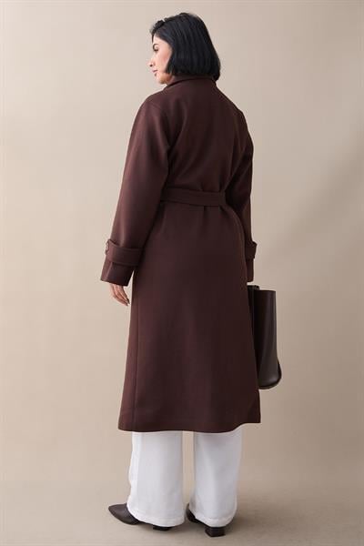 Yakası Apoletli Kapak Cep Acı Kahve Kaşe Kaban