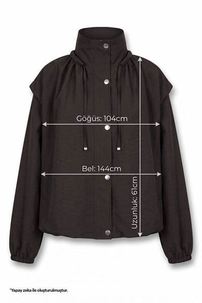 Yakası Büzgülü Acı Kahve Bomber Ceket