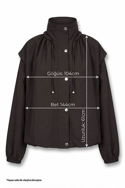 Yakası Büzgülü Acı Kahve Bomber Ceket