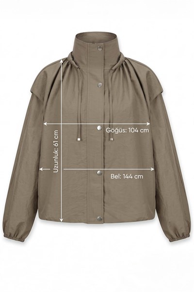 Yakası Büzgülü Vizon Bomber Ceket
