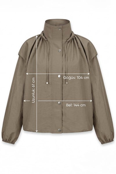 Yakası Büzgülü Vizon Bomber Ceket