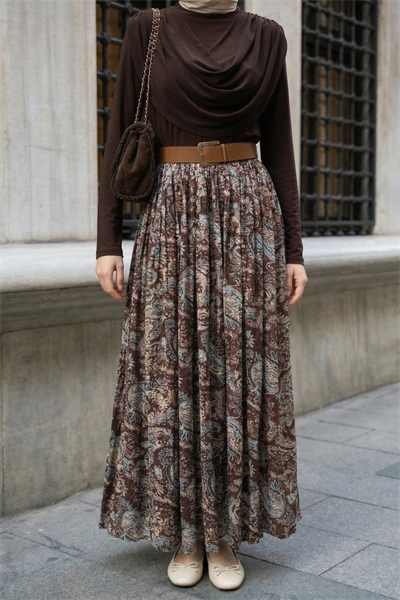 Yakası Drapeli Kemerli Sandy Acı Kahve Takım