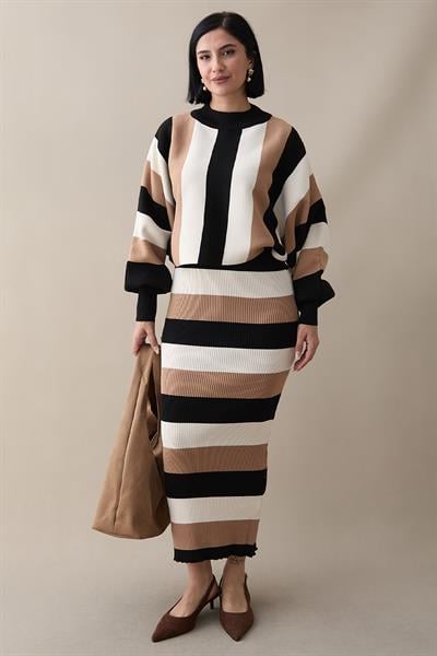 Yarasa Kol Camel Triko Takım