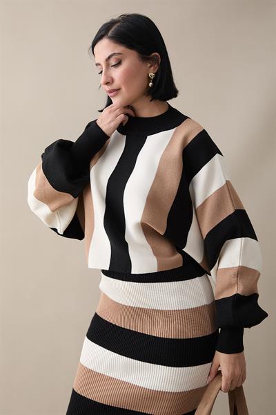 Yarasa Kol Camel Triko Takım