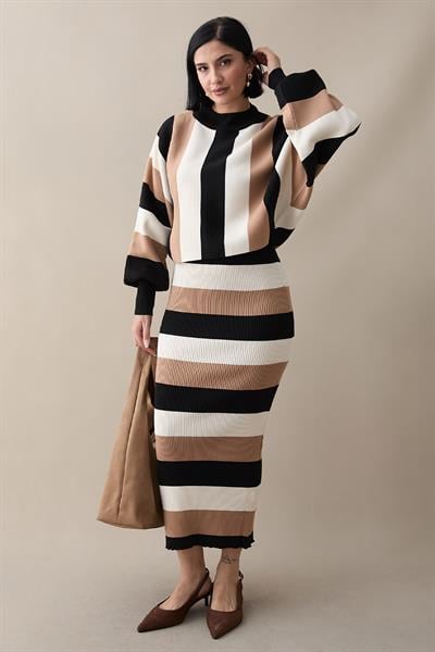 Yarasa Kol Camel Triko Takım