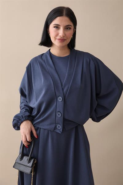 Yarasa Kol Ceketli Elbiseli Antrasit Oyşo Takım