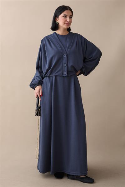 Yarasa Kol Ceketli Elbiseli Antrasit Oyşo Takım