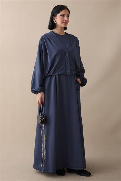 Yarasa Kol Ceketli Elbiseli Antrasit Oyşo Takım