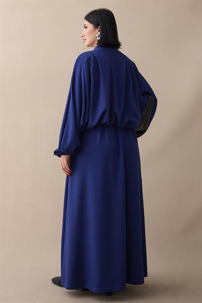 Yarasa Kol Ceketli Elbiseli Lacivert Oyşo Takım