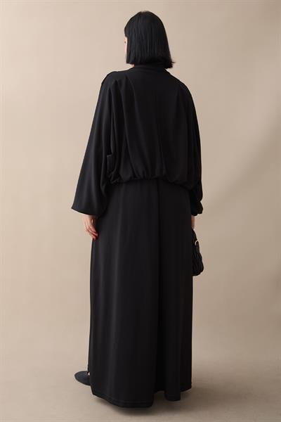 Yarasa Kol Ceketli Elbiseli Siyah Oyşo Takım