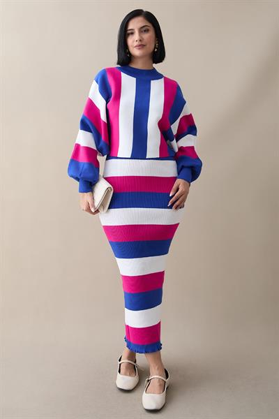 Yarasa Kol Fuşya Triko Takım