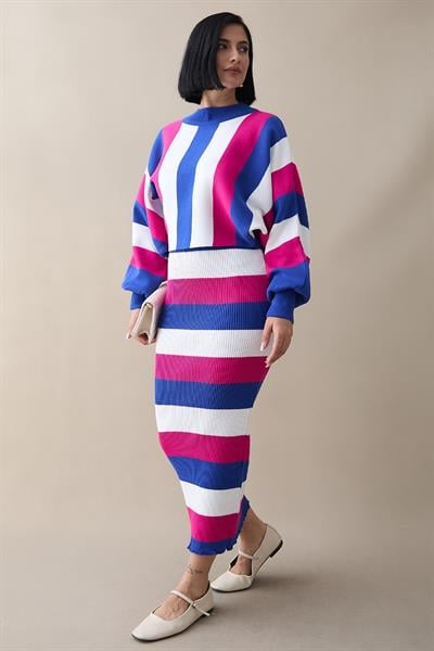 Yarasa Kol Fuşya Triko Takım