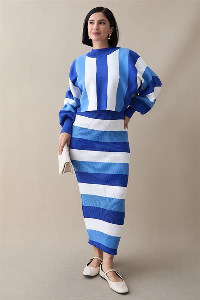 Yarasa Kol Saks Mavisi Triko Takım