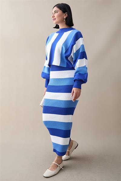 Yarasa Kol Saks Mavisi Triko Takım