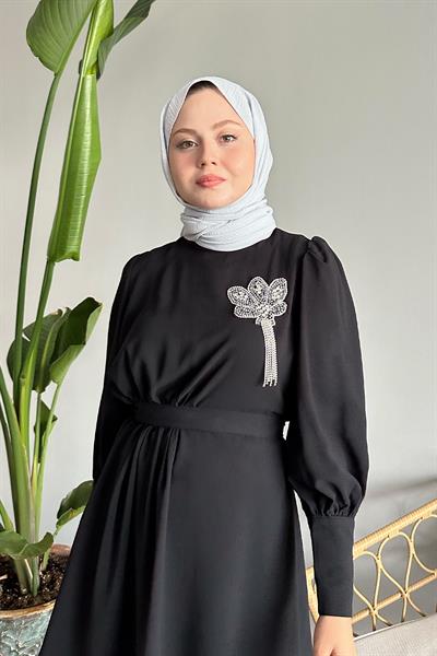 Yarım Büzgülü Siyah İkili Takım