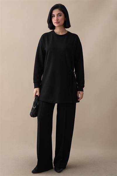 Yırtmaçlı Bağlamalı Siyah Oyşo Takım