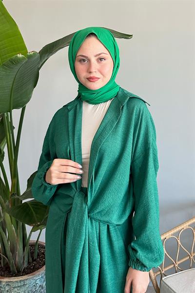Yırtmaçlı Salaş Yeşil İkili Takım