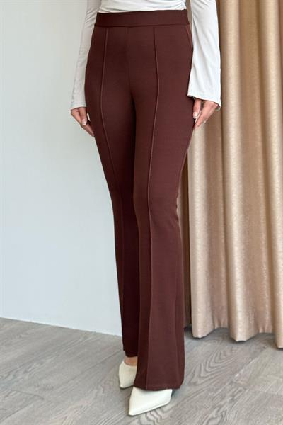 Yüksek Bel İspanyol Paça Acı Kahve Palazzo Pantolon