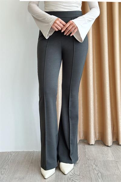 Yüksek Bel İspanyol Paça Antrasit Palazzo Pantolon