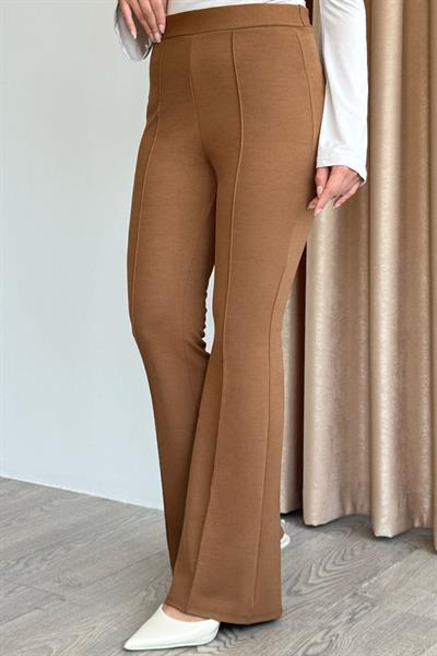 Yüksek Bel İspanyol Paça Kahverengi Palazzo Pantolon