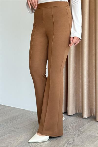 Yüksek Bel İspanyol Paça Kahverengi Palazzo Pantolon