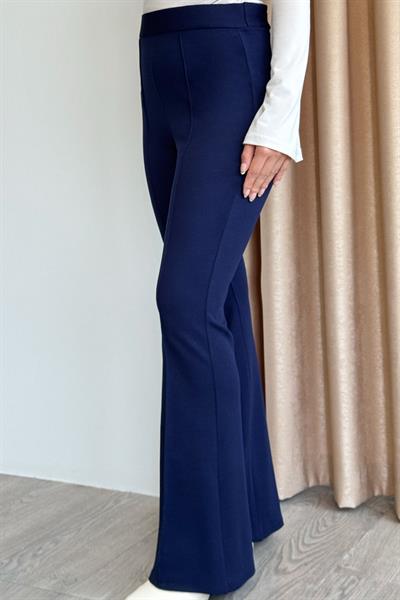Yüksek Bel İspanyol Paça Lacivert Palazzo Pantolon