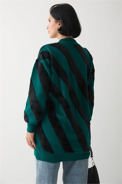Soft Double Stripe Knit Sweater in Emerald Green