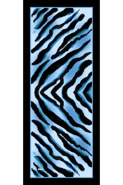 Zebra Desen Açık Mavi Soft Pamuk Şal