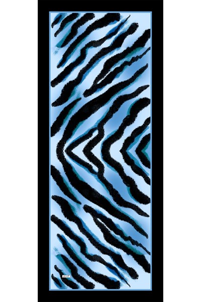 Zebra Desen Açık Mavi Soft Pamuk Şal