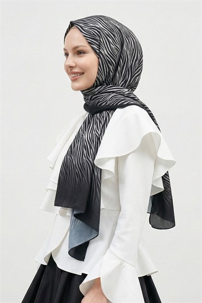 Zebra Desenli Gri Soft Pamuk Şal