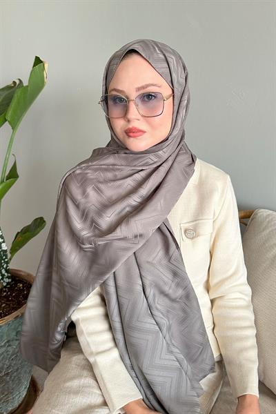 Zikzak Çizgili Koyu Gri Jakar Şal