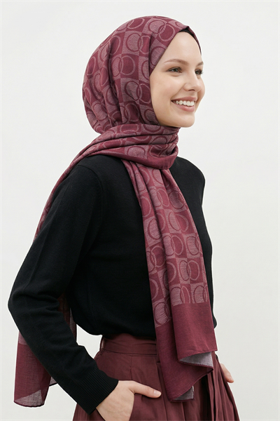 Zincir Desen Mürdüm Naiya Şal