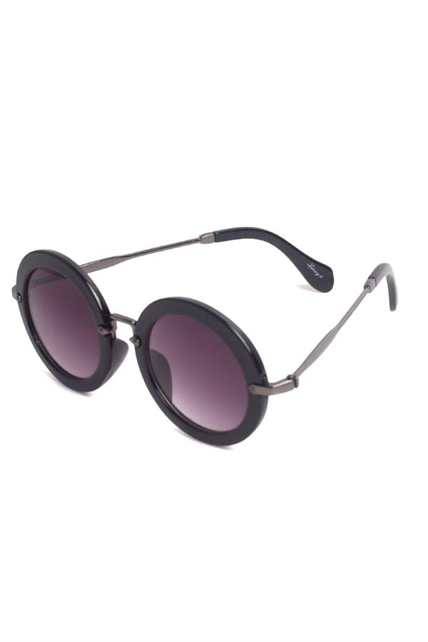 Round Lens 1652 Sunglasses - Black