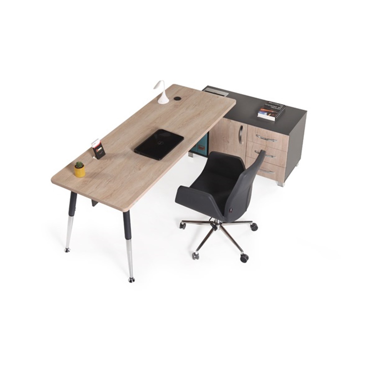 Boomerang Etajerli Çalışma Masası