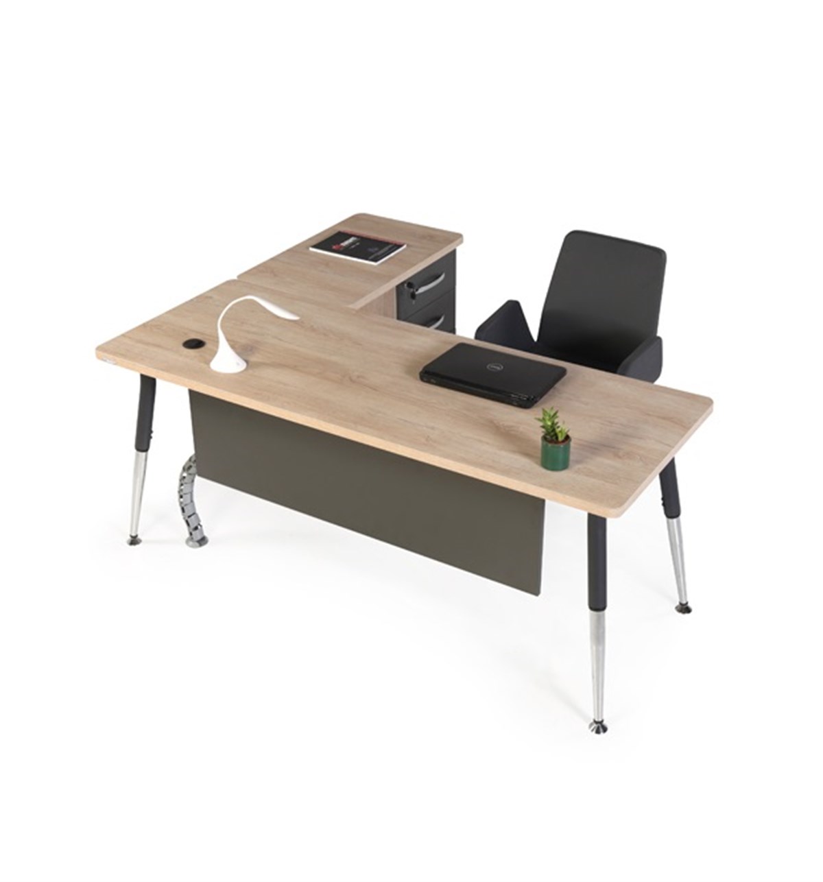 Boomerang L Etajerli Çalışma Masası