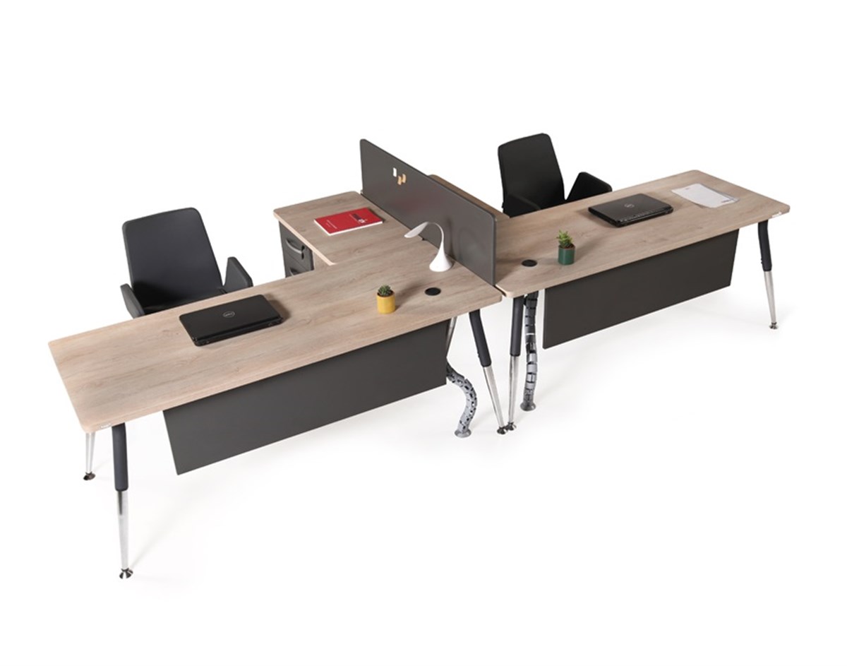 Büronet Ofis Mobilyaları | Boomerang L Ara Bölmeli Çalışma Masası