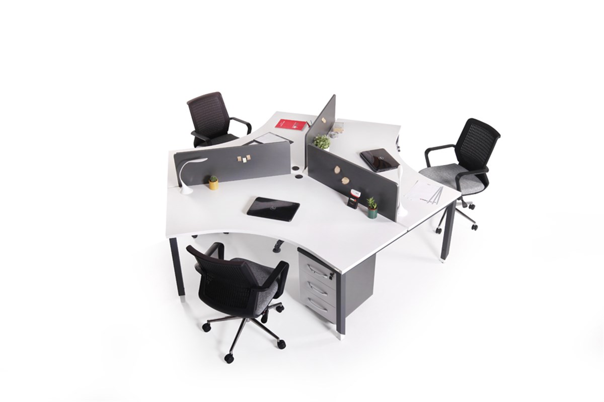 Büronet Ofis Mobilyaları | İcon Üçlü Yonca Çalışma Masası