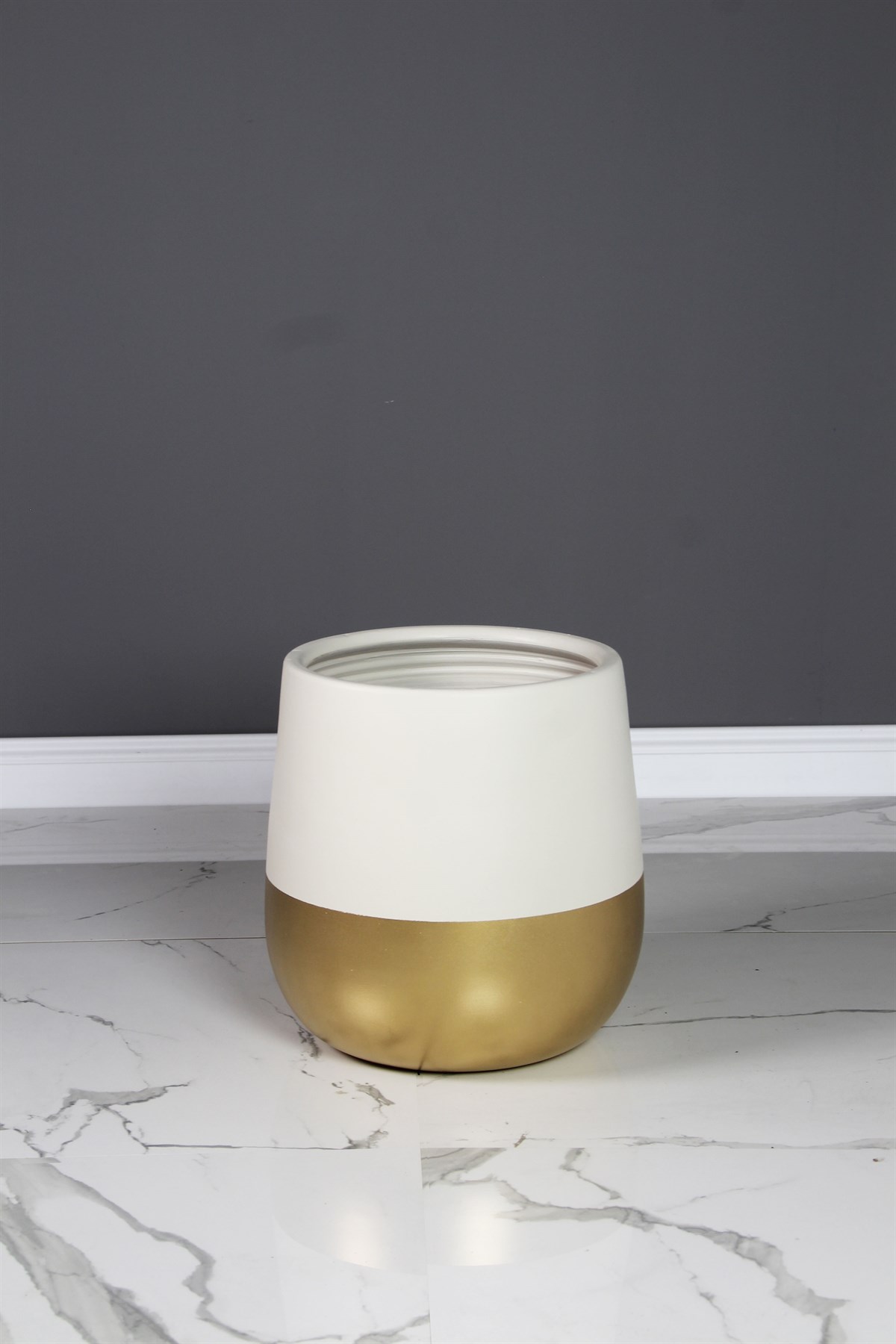 Maxi Gold Krem Tekli İç Dekorasyon Saksı