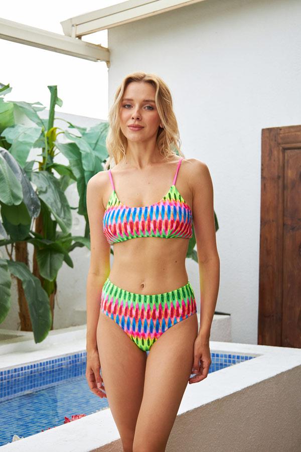 Starinci MayoKadın Bady Bikini Takımı Yüzücü Renk Bloklu